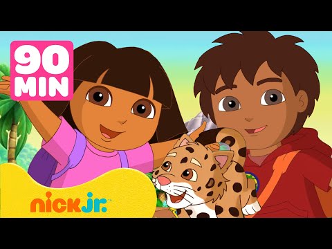 Dora | ¡Rescates osados de Dora y Diego con el jaguar bebé! 😺 90 minutos | Nick Jr. en Español