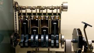 Cross section of an engine. cylinder and piston movement four-stroke engine.