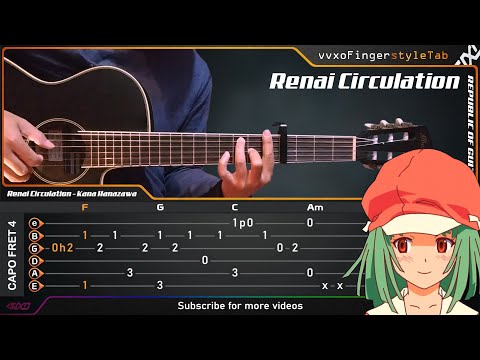 Bakemonogatari OP4 - Renai Circulation - Kana Hanazawa - Fingerstyle Guitar Cover | TAB Tutorial