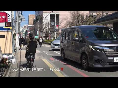 京都をウロウロ❣️    とある交叉点の自転車通行状況