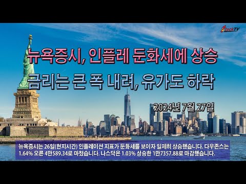 뉴욕증시, 인플레 둔화세에 상승 / 금리는 큰 폭 내려, 유가도 하락