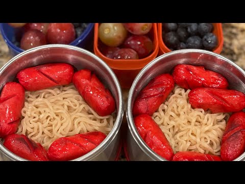 COOKING MY KIDS SCHOOL LUNCH,RAMEN WITH HOTDOG