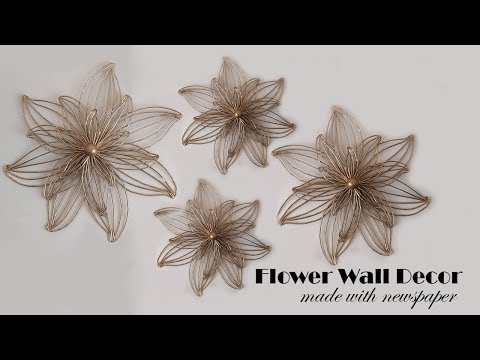 DIY How to Make Flower Wall Decor with Newspaper ll Lilly flower wall art l l Best out of waste