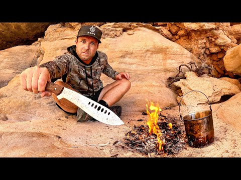 SOLO CAVE Camping - Foraging For Food, Fishing & Fire Cooking