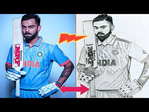 Virat Kohli Drawing, 51🔥Century IND vs Pak ICC Champions Trophy🏆2025, विराट कोहली को चित्र कैसे बनाए