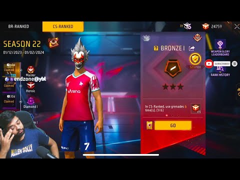 NEW SEASON CSR || 999⭐PUSH TO TOP 1 GRANDMASTER 👽 9 DAYS HARD CHALLENGE #freefirelive #endzonelive