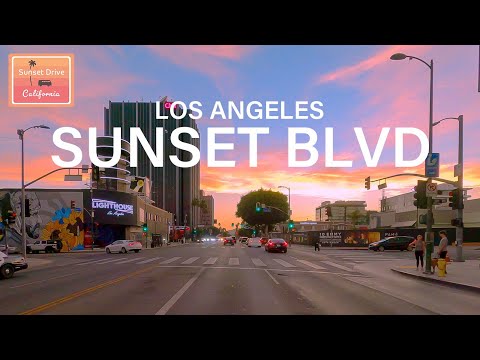 Relaxing Drive on Sunset Boulevard in Los Angeles at Sunset time | ASMR | calming |