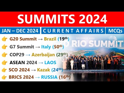 Summits 2024 Current Affairs | Summits, Venue, Theme | 2024 Current Affairs | SSC CGL, RAILWAY, PCS