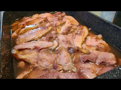 Oven Baked Ham Slices in ham sauce | A different way to prepare ham