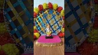 Ganpati background decoration idea 🙏🥰🌸#shorts #ganpatibappamorya #decoration