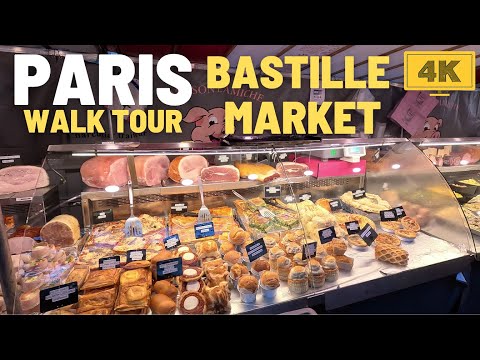 Bastille Food Market Walk Tour Early morning, 4K HD Walk, September 2023