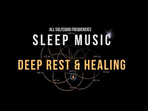 BLACK SCREEN SLEEP MUSIC ☯ All 9 solfeggio frequencies ☯ Body Healing & Deep Rest