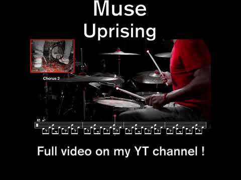 Muse - Uprising - Drum Cover (with scrolling drum score) #drumcover#drumscore