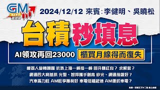 【GM NEWS 最錢線】2024/12/12 台積秒填息 AI領攻再回23000 櫃買月線得而復失｜李健明｜吳曉松｜#GMoney