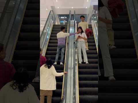 Check touching prank ￼😝 on Escalator #shorts #funny #shortsfeed #bhojpuri #love #funnycomment #yt