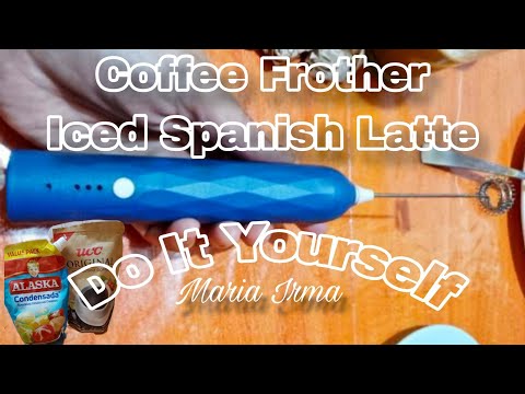 DIY || ICED SPANISH LATTE || COFFEE FROTHER || ASMR || SATISFYING @Maria Irma