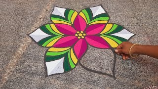 simple flower 🌼 design |3d rangoli |3d kolam |rangoli |p square rangoli