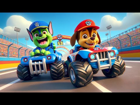 Paw Patrol Ultimate Rescue | CHASE Joins The monster Truck Race As A Zombie |Funny Story | Rainbow 3