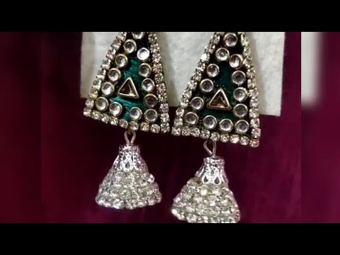 silk thread with kundan stone #earrings #making #diy #crativiti#🥰😍