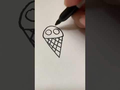 How to draw a Kawaii ice cream cone with a cherry on top. 🍦🍒ASMR drawing & coloring #shorts #asmr