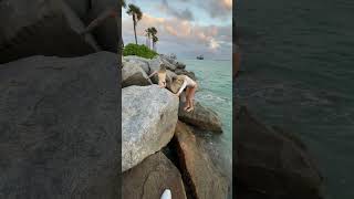 Golden Hour Rocks, Miami Beach #MiamiBeach #GoldenHour #ModelOnRocks #BeachVibes