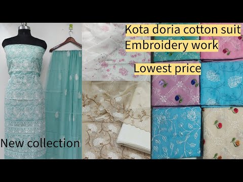 Kota doria cotton suit/ latest kota doria dress material / #embroidery