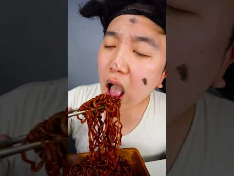 Fire Black Bean Noodles, Spicy Seafood Octopus, Sausage eating sounds Funny Mukbang #shorts