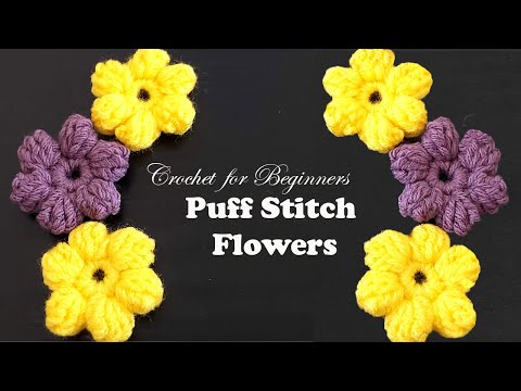 Crochet Puff Flower for Beginners in Tamil l l Puff Stitch Crochet Flower with English Subtitles