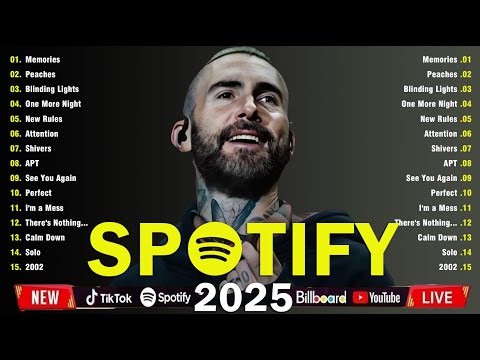 Maroon 5, Ed Sheeran, Selena Gomez, Adele, The Weeknd, Dua Lipa - Top 100 Songs 2025