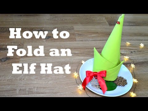 Elf Hat Napkin Folding Tutorial - 1 minute video tutorial - Episode 27