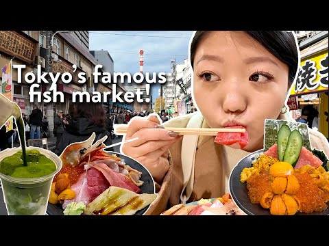 JAPANESE FOOD TOUR! Eating at TSUKIJI MARKET in Tokyo, Japan (sushi, uni bowls, matcha & more!)