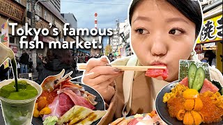 JAPANESE FOOD TOUR! Eating at TSUKIJI MARKET in Tokyo, Japan (sushi, uni bowls, matcha & more!)