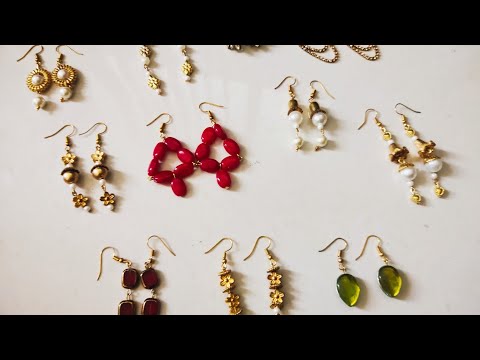 HANDMADE JEWELLERY COLLECTION//EARRINGS MAKING AT HOME//DIY//HANDMADE JEWELLERY//HOORIYA STYLE..