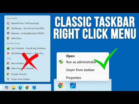 How to Restore the Classic Windows Taskbar Right Click Menu Options