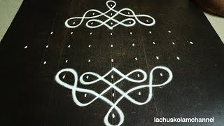 Margazhi kolam with 9 dots|simple kambi kolam||easy rangoli||melikala muggulu||lachu's kolam channel