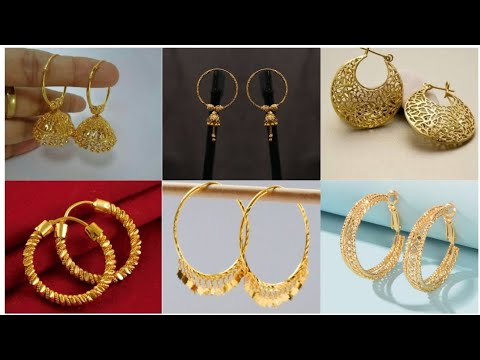 latest gold hoop earrings designs || hanging bali designs gold ll Gold Hoop earrings designs