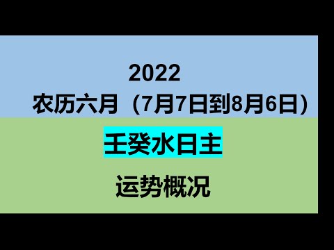 2022农历6月（7/7-8/6）壬癸水日主运势