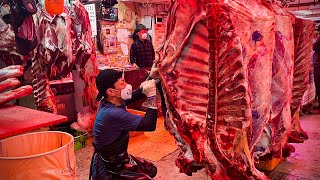 소 한마리 혼자서 뚝딱 해체하는 우시장 최고의 발골 기술자 How to butcher a Cow / Korean street food