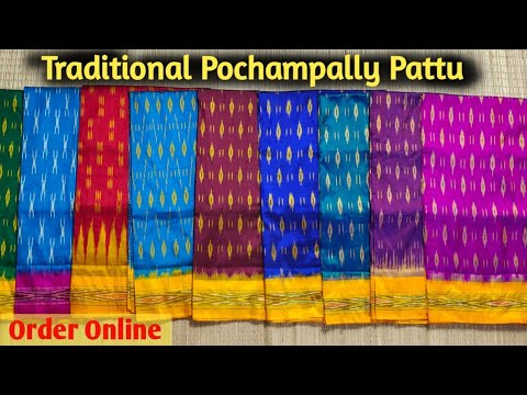 Small border pochampally ikkat pattu sarees | Pure Pattu | Light weight | #pochampallysarees