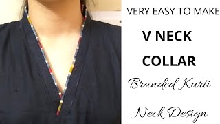 Easy V Collar Neck Design Cutting and Stitching || Kurti Collar Neck (plus size)