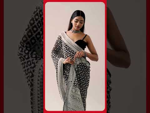 Black saree with embroidery design #saree