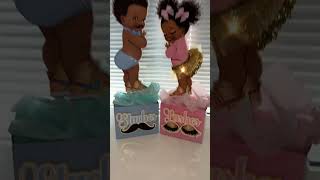 Gender reveal Staches or Lashes #doll #babygirl #baby #babyparty #babyshowerdecorations #birthday