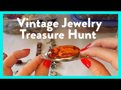 Vintage Jewelry Treasure hunt with me- boxes from my local antique store!❤️❤️❤️