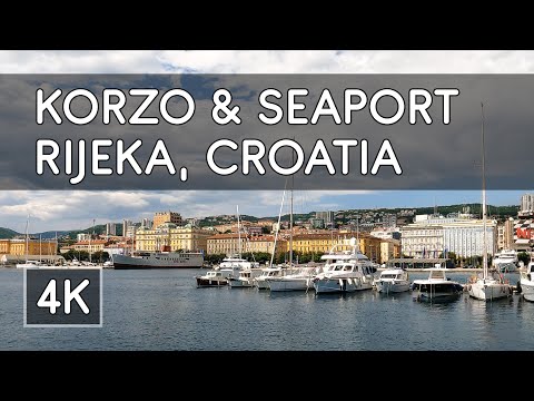 Walking Tour: Korzo and Seaport, Rijeka, Croatia - 4K UHD Virtual Travel