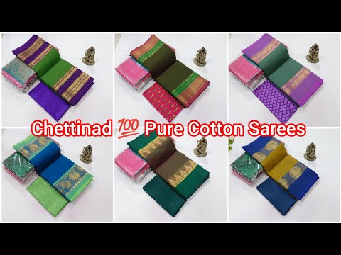 Chettinad 💯 Pure Cotton Sarees 💫 if you want more details please text me in what'sapp-8072957889