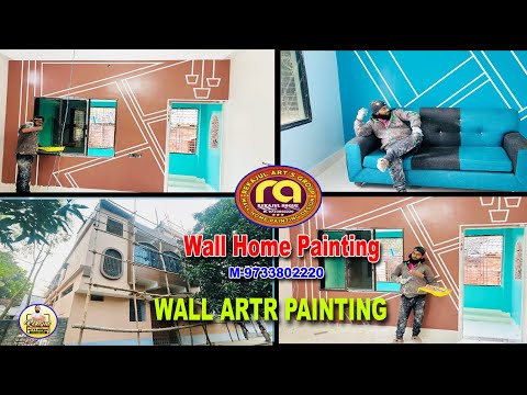 wall painting design ideas simple and easyI masking tape wall designs making // room painting