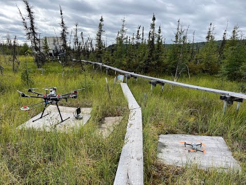 B-roll: Measuring natural methane emissions from bogs using drones in Alaska