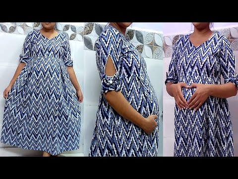 How to Make Maternity Kurti,Feeding Dress,Box Pleates Onepiece,Designer Kurti With Sleeves Design