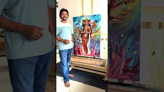 Tri devi beautiful painting on canvas 🌺😍 #shorts #tridevi #painting #viral #youtubeshort #art #video