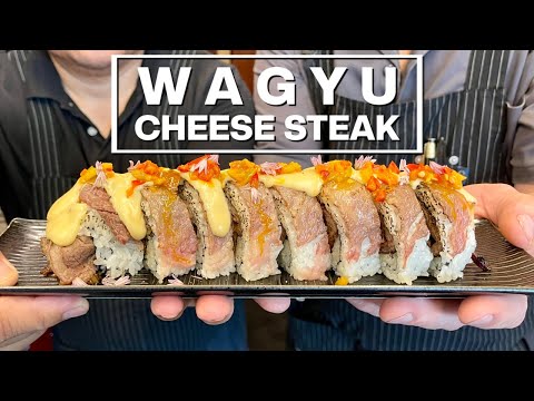 I Make The MOST Delicious Wagyu Cheese Steak Sushi Roll!